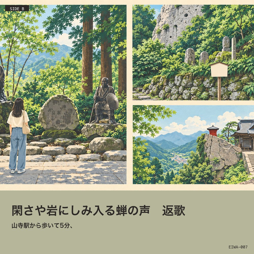 B面 返歌 閑さや岩にしみ入る蝉の声