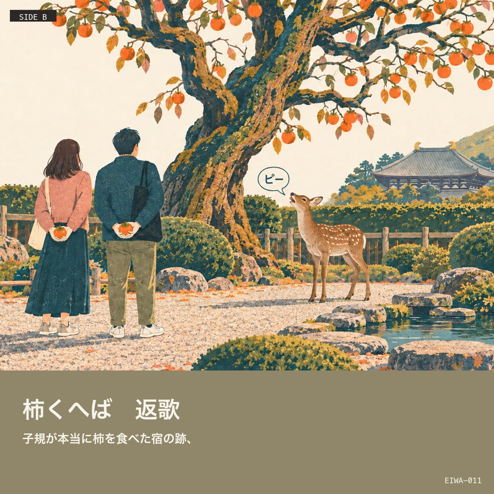 B面 返歌 柿くへば